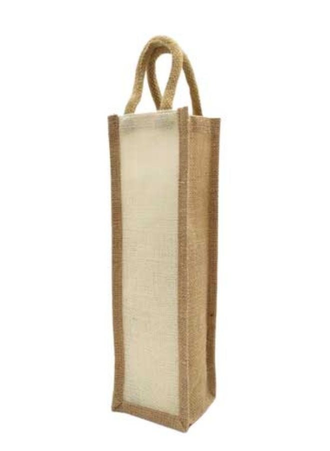 Fatio Set of 10 Single-Bottle Jute Bags – Eco-Friendly Black and Natural Wine Carrier - Image 1